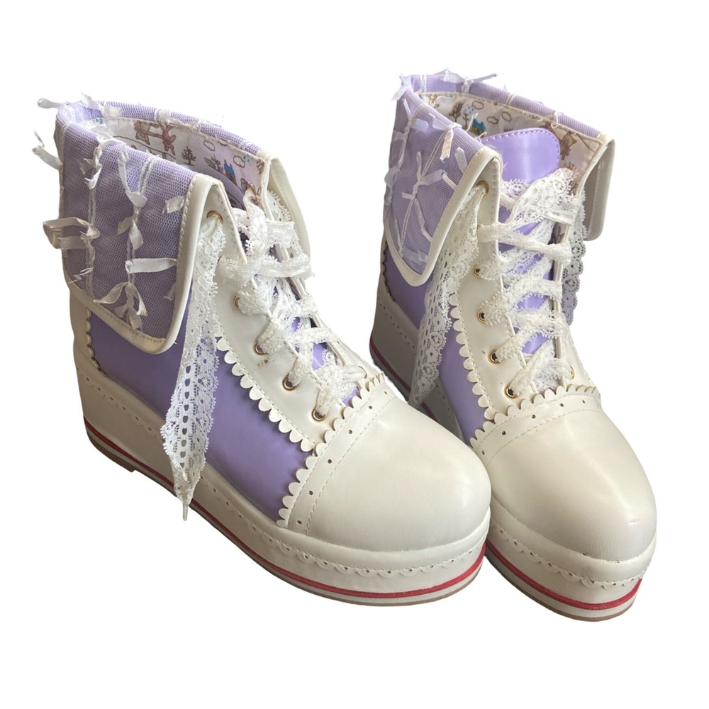 Lace-Up Purple Booties